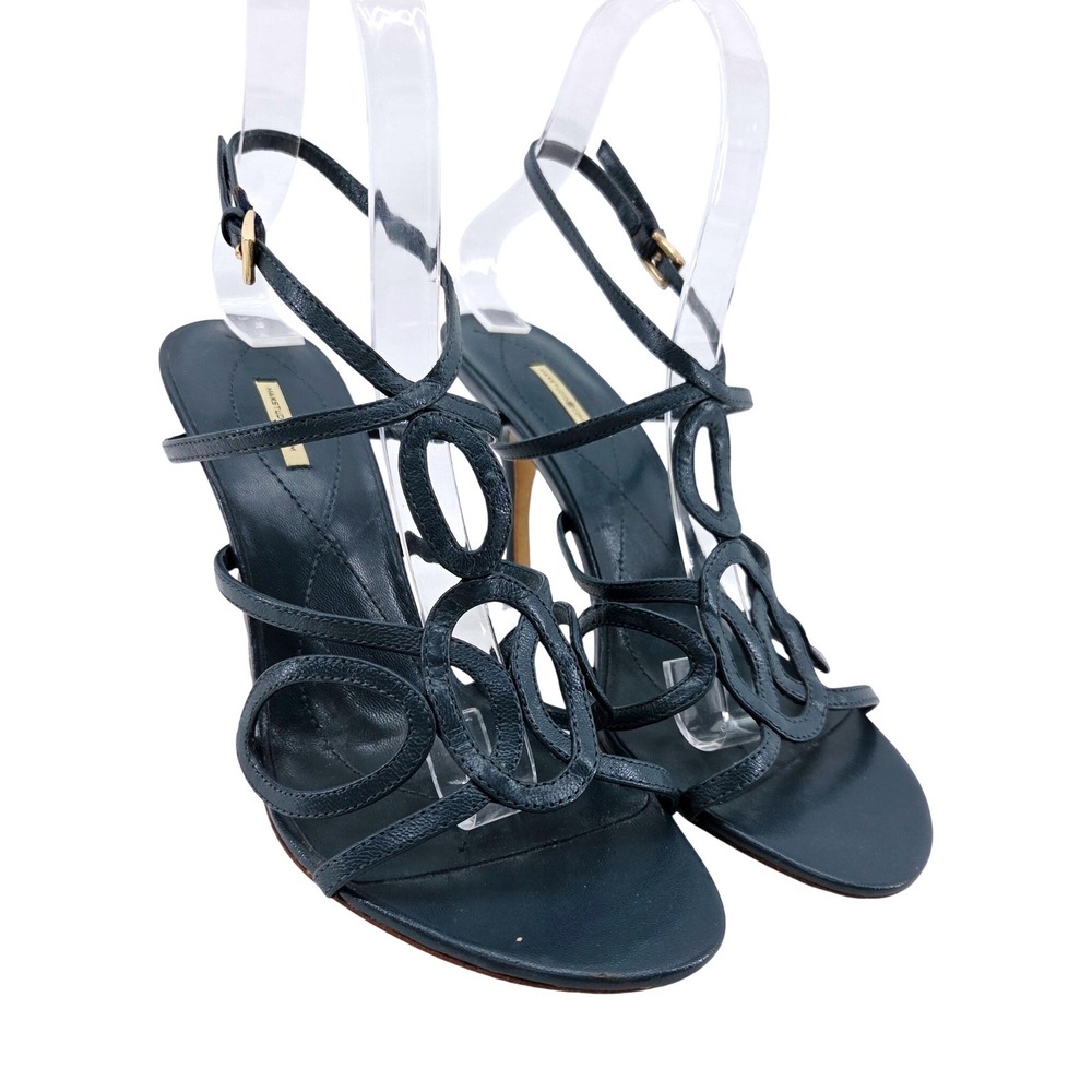Max Studio Womens Teal Leather Strappy Cutout Sandals‎ - Size 6.5M